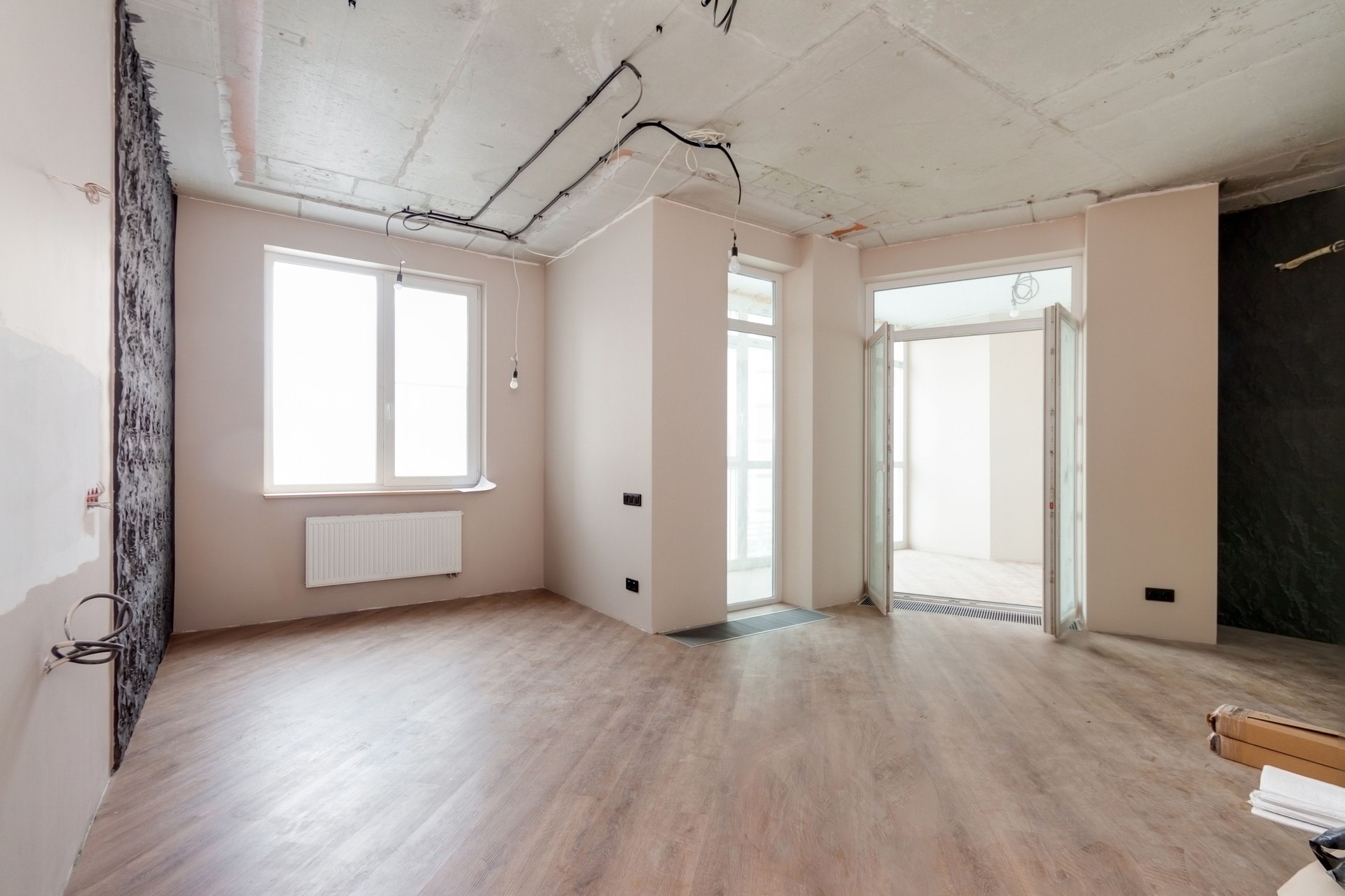Unfinished modern apartment interior during renovation